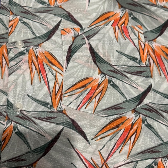 cream button down polo shirt brand croft & barrow size m with orange floral - Picture 5 of 7